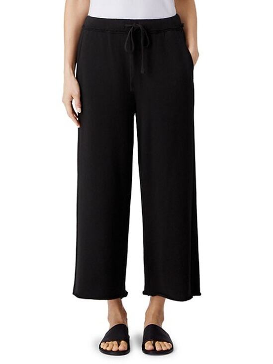 Eileen Fisher Pants - Eileen Fisher Wide Leg Cropped Pants 100% Cotton Drawstring Waist Brown S/P